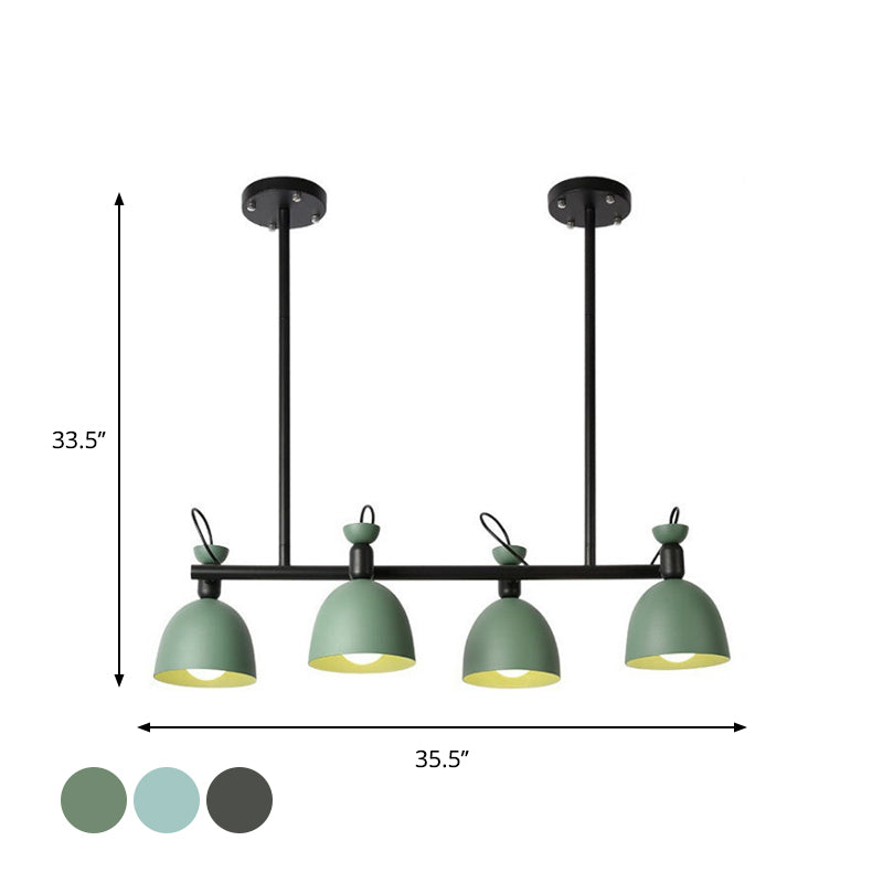 Swivelable Macaron Island Pendant In Grey/Blue/Green For Dining Room With 4/6 Bulbs