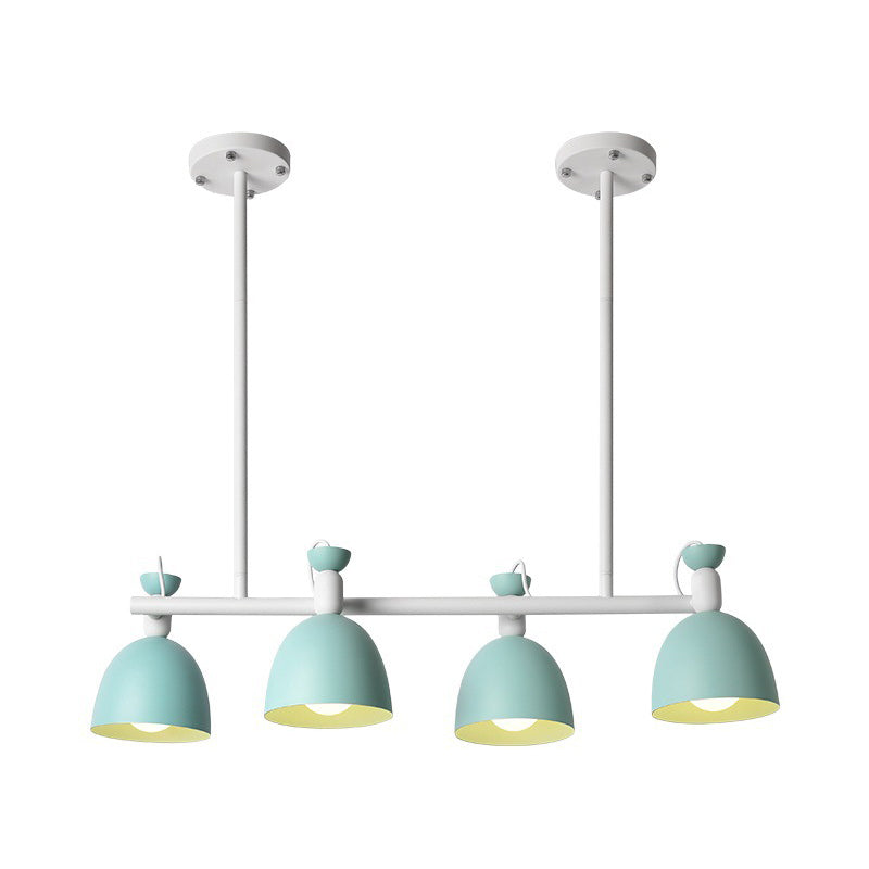 Swivelable Macaron Island Pendant In Grey/Blue/Green For Dining Room With 4/6 Bulbs