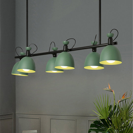 Swivelable Macaron Island Pendant In Grey/Blue/Green For Dining Room With 4/6 Bulbs 6 / Green