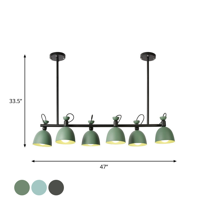 Swivelable Macaron Island Pendant In Grey/Blue/Green For Dining Room With 4/6 Bulbs