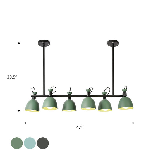 Swivelable Macaron Island Pendant In Grey/Blue/Green For Dining Room With 4/6 Bulbs