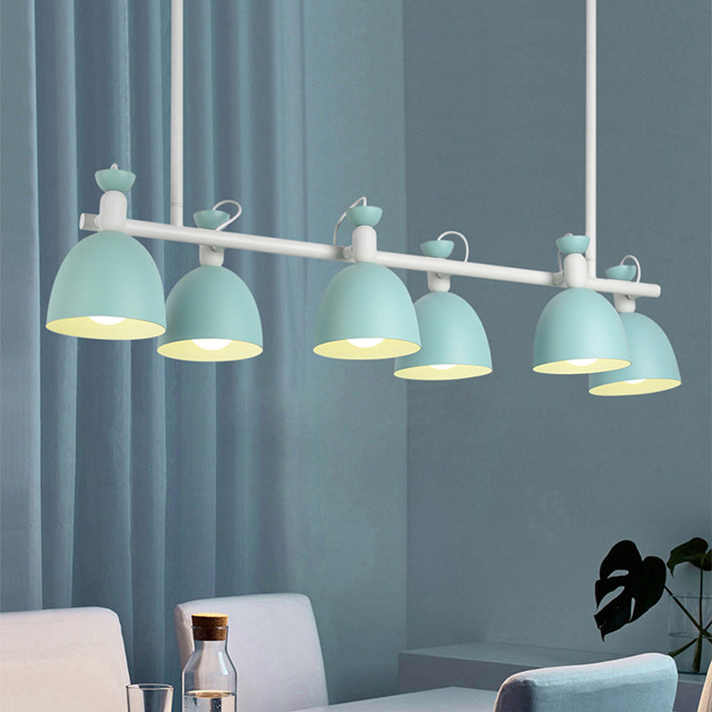 Swivelable Macaron Island Pendant In Grey/Blue/Green For Dining Room With 4/6 Bulbs 6 / Blue