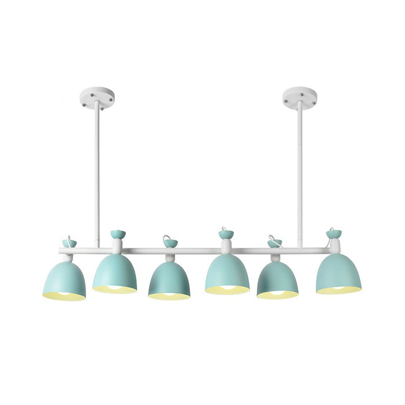 Swivelable Macaron Island Pendant In Grey/Blue/Green For Dining Room With 4/6 Bulbs