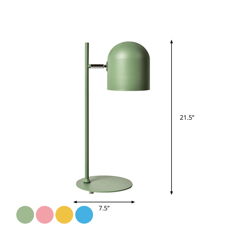 Kids Study Lamp: Cloche Shade Aluminium Macaron Night Light In Pink/Blue/Green With Pivot Joint