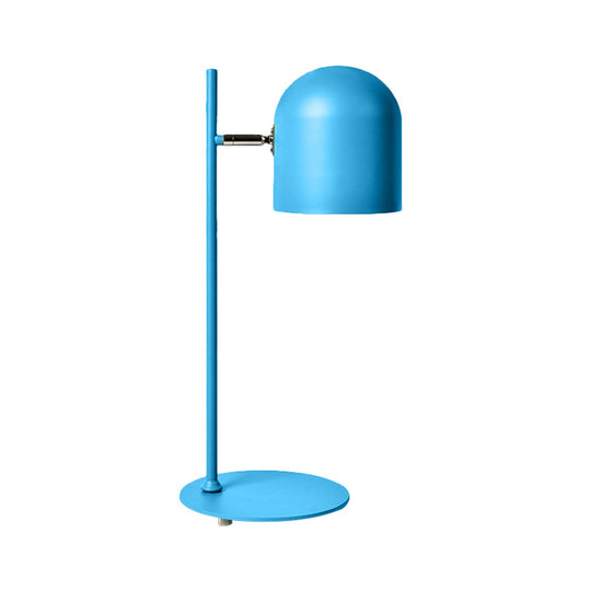 Kids Study Lamp: Cloche Shade Aluminium Macaron Night Light In Pink/Blue/Green With Pivot Joint