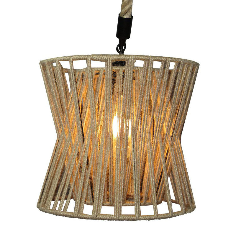 Hourglass-Shaped Drop Pendant Farmhouse Ceiling Hang Light - Brown, 1 Bulb