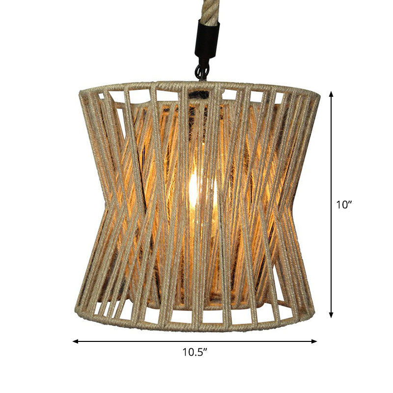 Hourglass-Shaped Drop Pendant Farmhouse Ceiling Hang Light - Brown, 1 Bulb