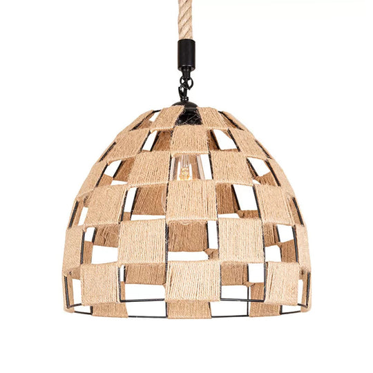 Brown Pinecone Pendant Light with Cottage Hollow Design - Ceiling Suspension Lamp