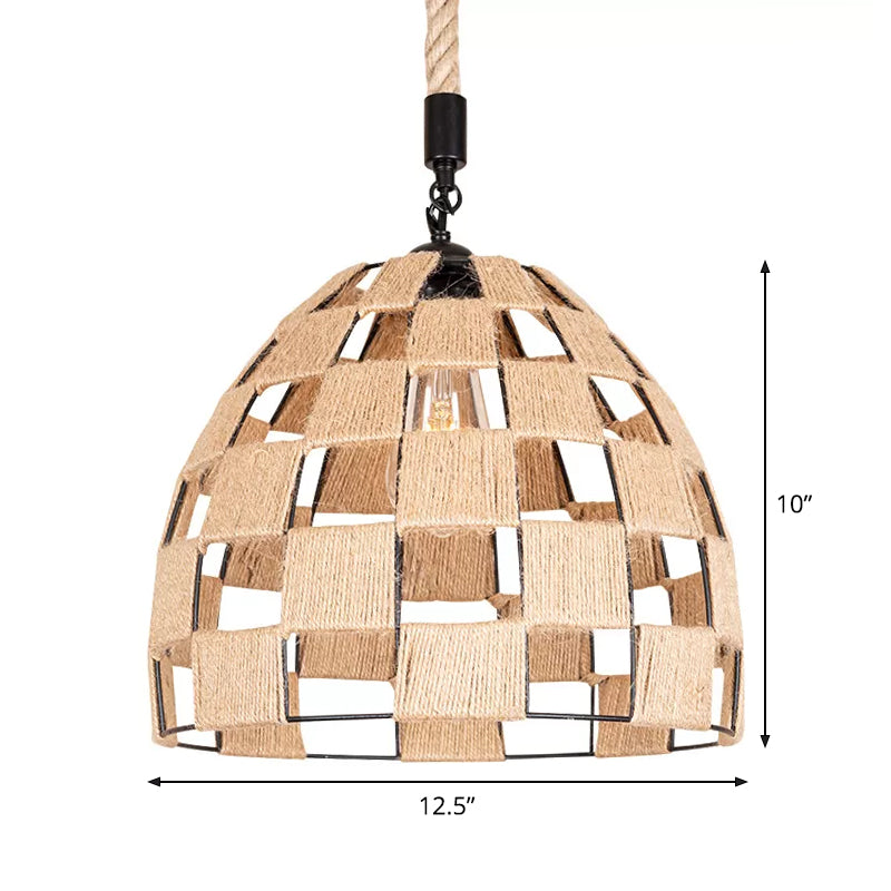 Brown Pinecone Pendant Light with Cottage Hollow Design - Ceiling Suspension Lamp