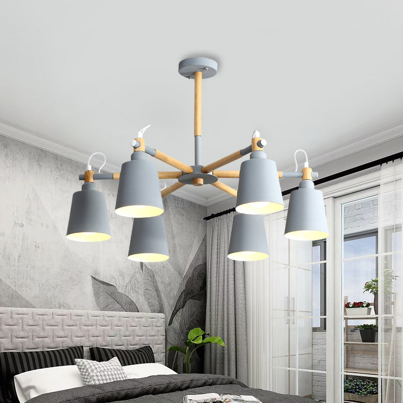 Metal Macaroon Hanging Lamp With Tapered Shade - Stylish Lighting Fixture For Living Room