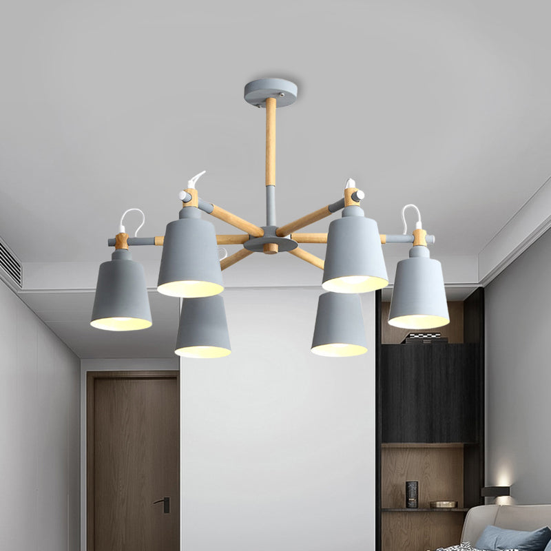 Metal Macaroon Hanging Lamp With Tapered Shade - Stylish Lighting Fixture For Living Room