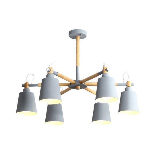 Metal Macaroon Hanging Lamp With Tapered Shade - Stylish Lighting Fixture For Living Room