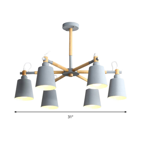 Metal Macaroon Hanging Lamp With Tapered Shade - Stylish Lighting Fixture For Living Room