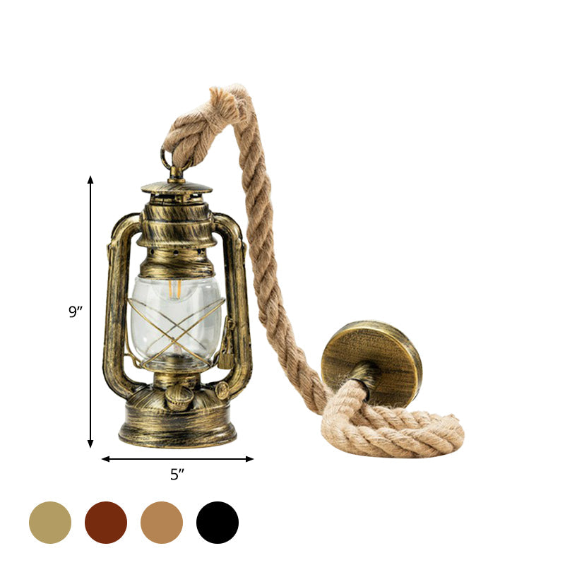 Copper/Gold/Bronze Kerosene Coastal Hanging Lamp with Clear Glass Shade - Bedside Pendulum Light