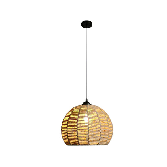 Rustic Black/Brown Pendant Lamp - 1-Light Half-Globe Ceiling Hang Light For Dining Table 10/12 Wide