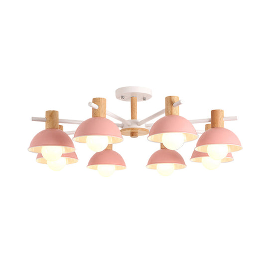 Modern Iron 8-Light Macaroon Dome Pendant Chandelier For Living Room