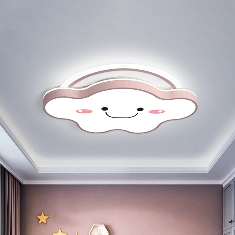 Cartoon Acrylic Cloud LED Flush Mount Ceiling Lamp in White Light - Gold/Blue/Pink - 19.5"/25.5" Wide