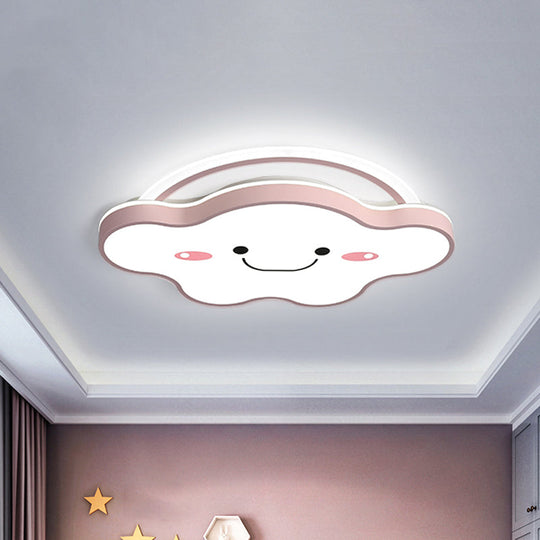 Cartoon Acrylic Cloud LED Flush Mount Ceiling Lamp in White Light - Gold/Blue/Pink - 19.5"/25.5" Wide