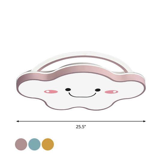 Cartoon Acrylic Cloud LED Flush Mount Ceiling Lamp in White Light - Gold/Blue/Pink - 19.5"/25.5" Wide