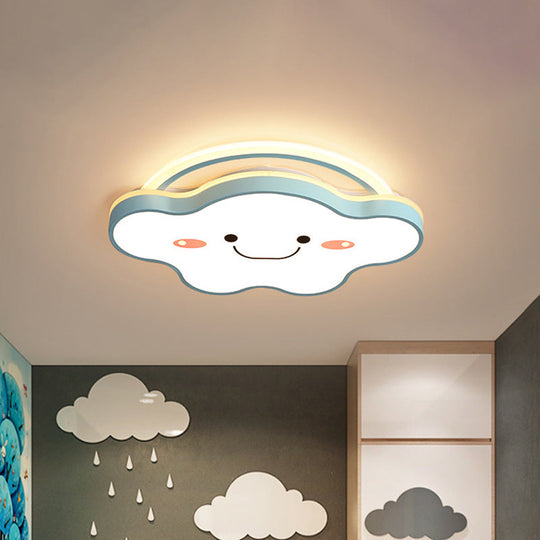 Cartoon Acrylic Cloud LED Flush Mount Ceiling Lamp in White Light - Gold/Blue/Pink - 19.5"/25.5" Wide