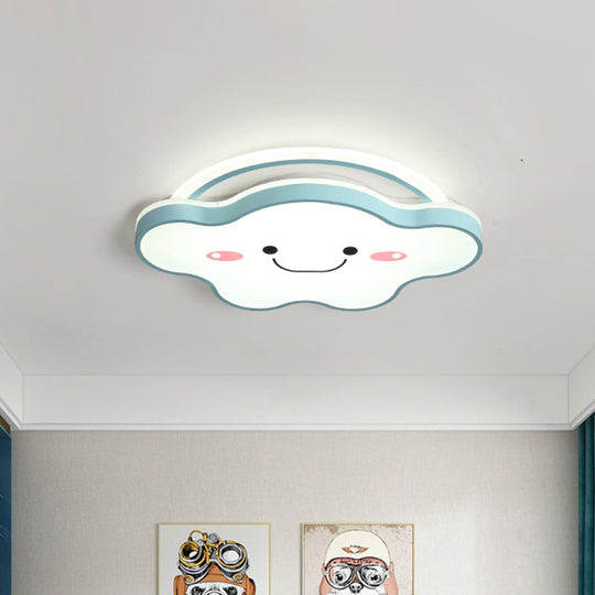 Cartoon Acrylic Cloud LED Flush Mount Ceiling Lamp in White Light - Gold/Blue/Pink - 19.5"/25.5" Wide