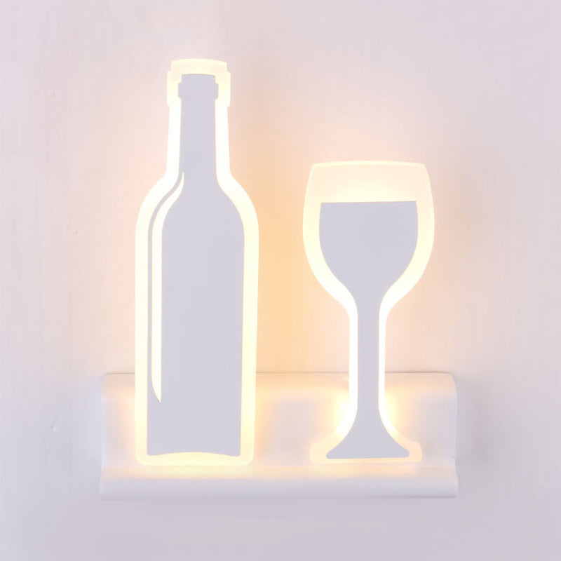 Modern Wine Set Led Sconce Light With Acrylic Shade - Black/White/Chrome Wall Lighting In Warm/White