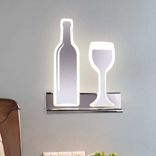 Modern Wine Set Led Sconce Light With Acrylic Shade - Black/White/Chrome Wall Lighting In Warm/White