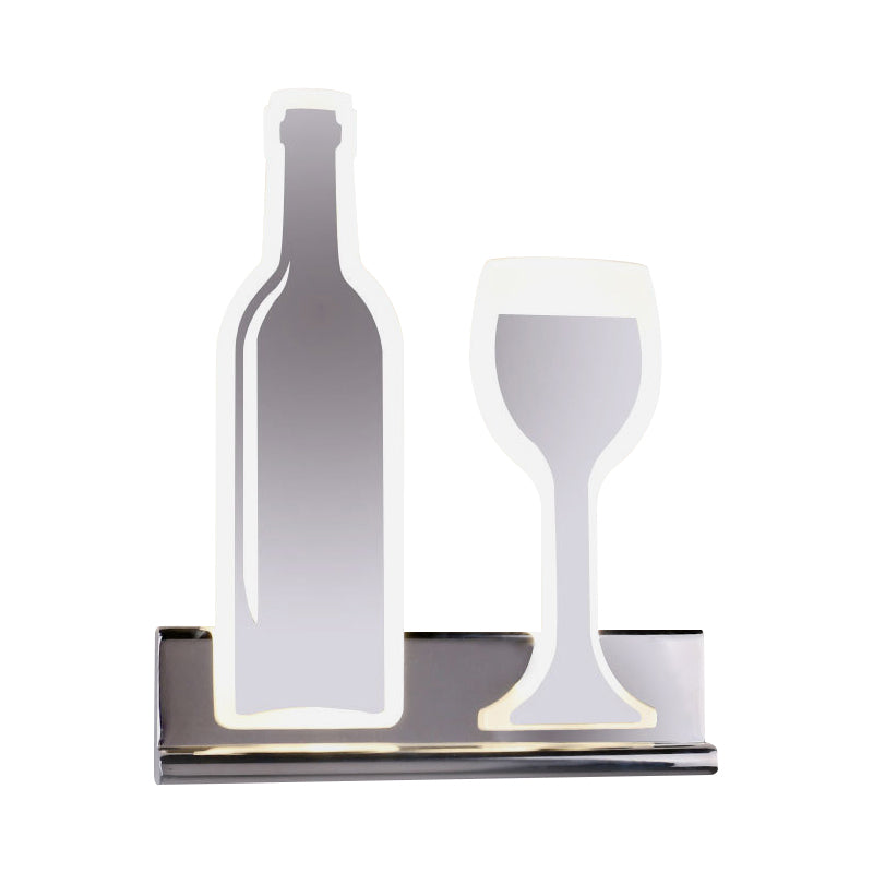 Modern Wine Set Led Sconce Light With Acrylic Shade - Black/White/Chrome Wall Lighting In Warm/White