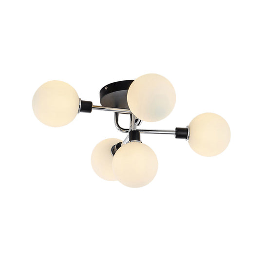 Contemporary Glass Globe Shade Ceiling Light - Semi Flush Mount for Villa Dining Room