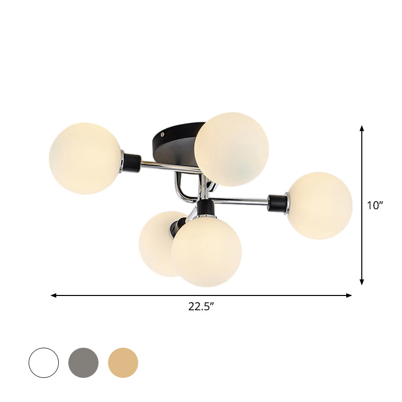 Contemporary Glass Globe Shade Ceiling Light - Semi Flush Mount for Villa Dining Room