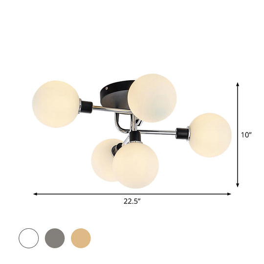 Contemporary Glass Globe Shade Ceiling Light - Semi Flush Mount for Villa Dining Room