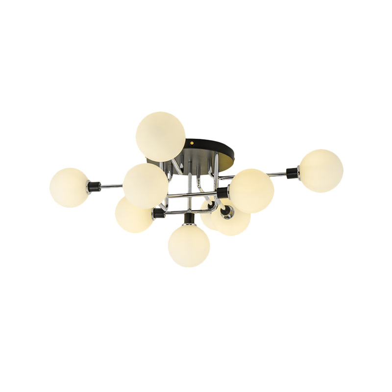 Contemporary Glass Globe Shade Ceiling Light - Semi Flush Mount for Villa Dining Room