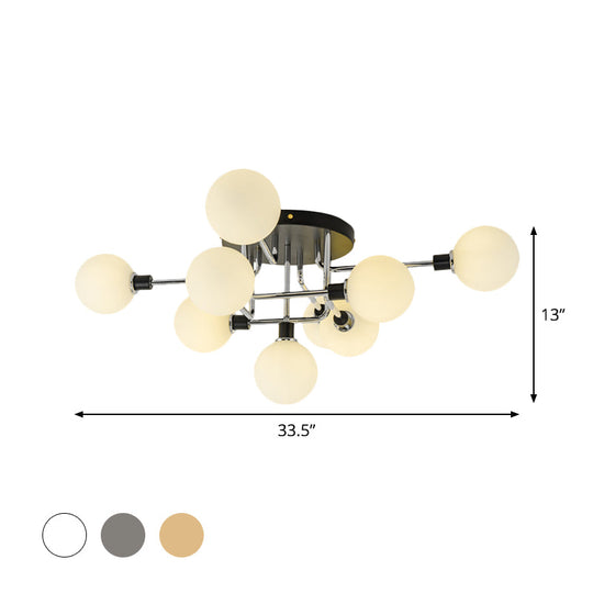 Contemporary Glass Globe Shade Ceiling Light - Semi Flush Mount for Villa Dining Room