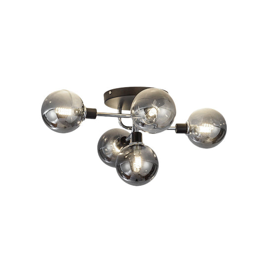 Contemporary Glass Globe Shade Ceiling Light - Semi Flush Mount for Villa Dining Room