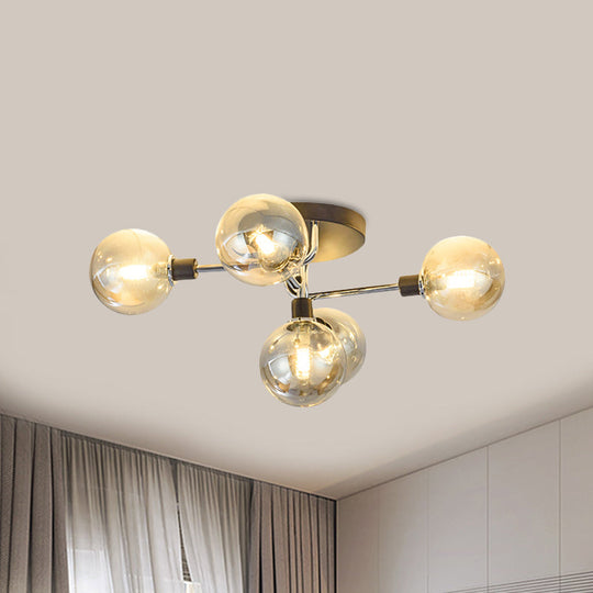 Contemporary Glass Globe Shade Ceiling Light - Semi Flush Mount for Villa Dining Room