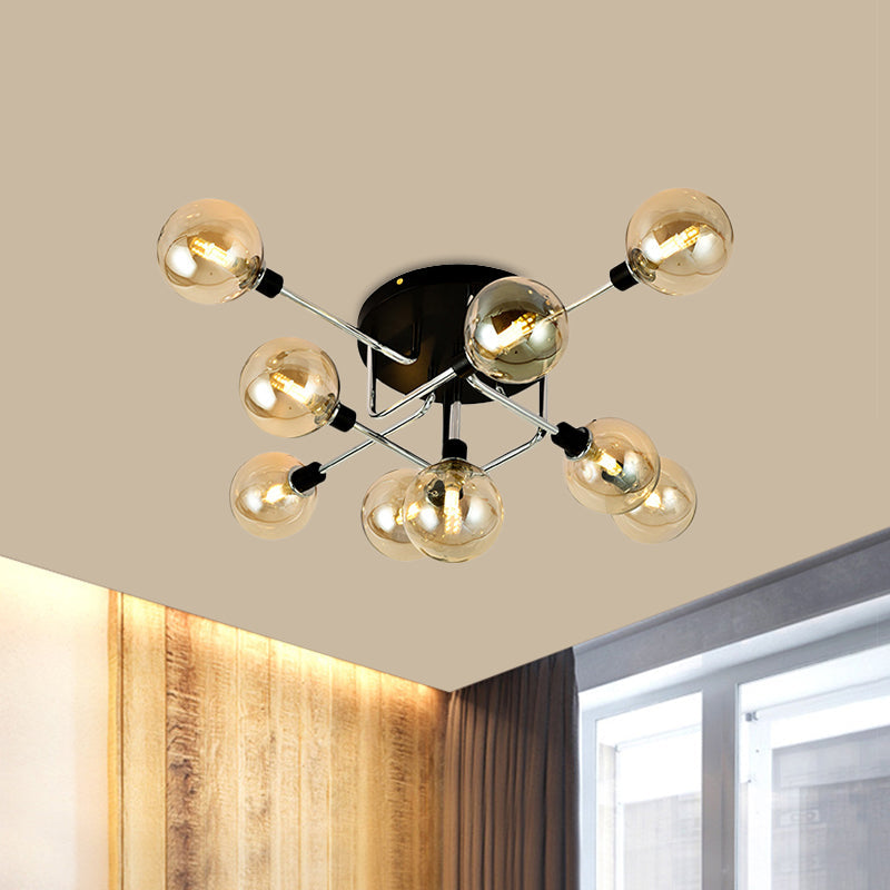 Contemporary Glass Globe Shade Ceiling Light - Semi Flush Mount for Villa Dining Room