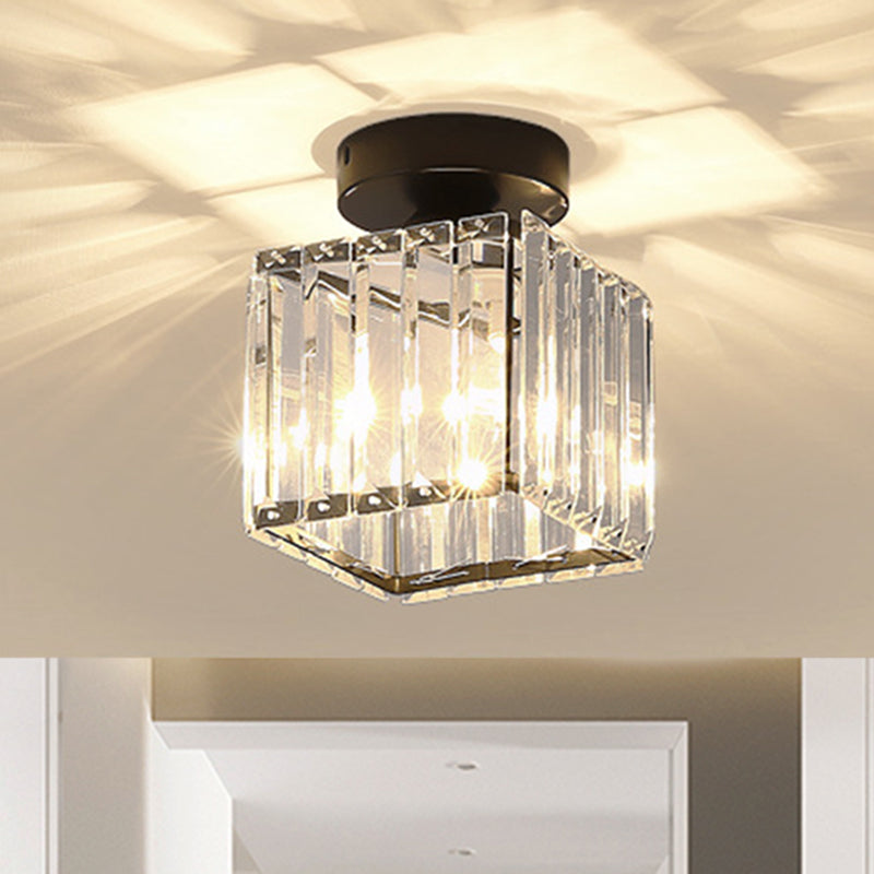 Clear Crystal Semi Flush Mount Modern Ceiling Light For Hallway