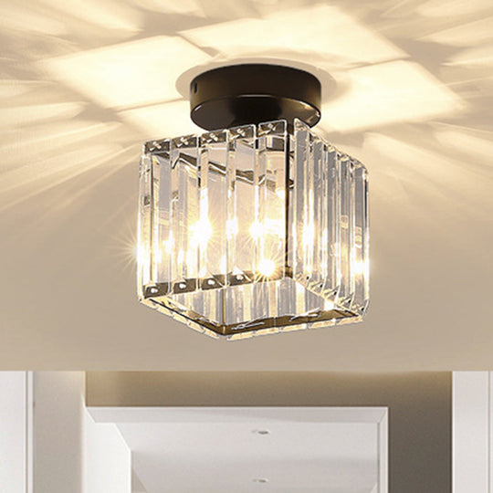 Clear Crystal Semi Flush Mount Modern Ceiling Light For Hallway