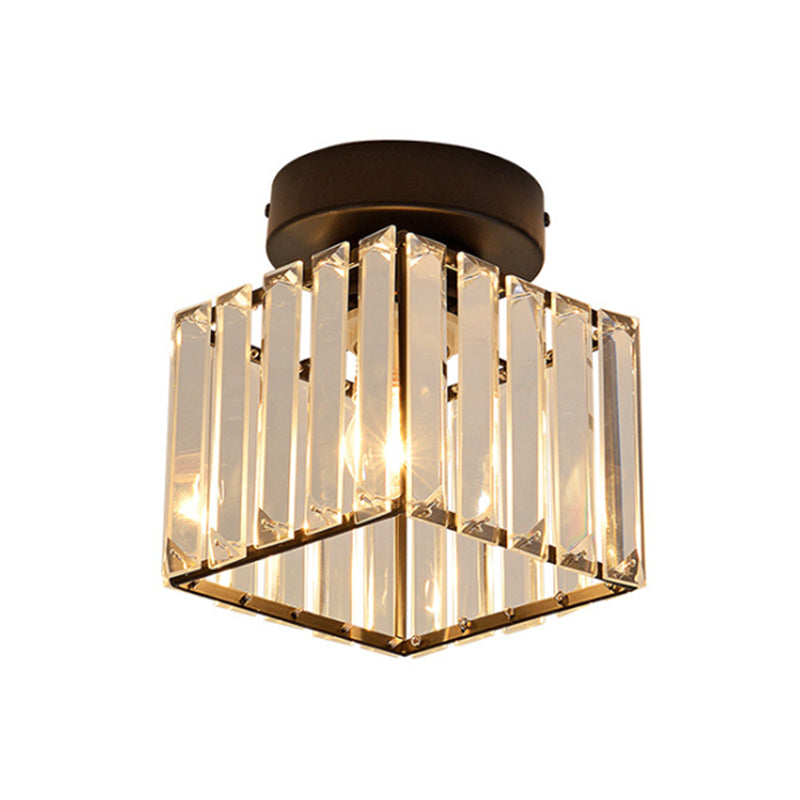 Clear Crystal Semi Flush Mount Modern Ceiling Light For Hallway