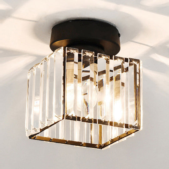 Clear Crystal Semi Flush Mount Modern Ceiling Light For Hallway