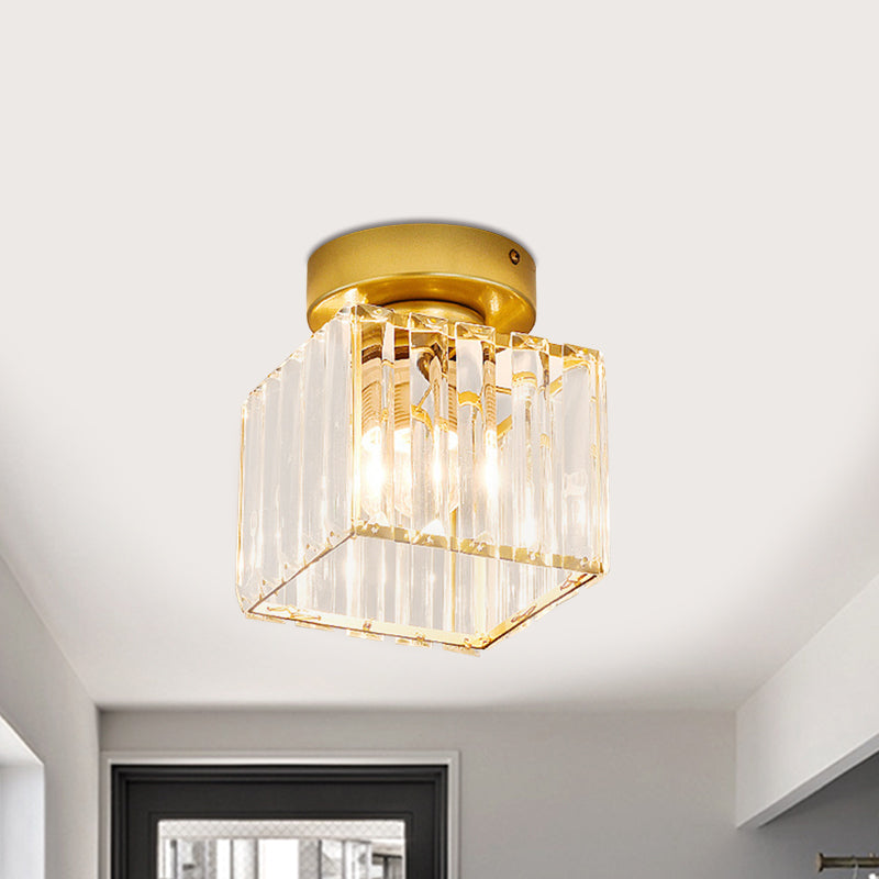 Clear Crystal Semi Flush Mount Modern Ceiling Light For Hallway