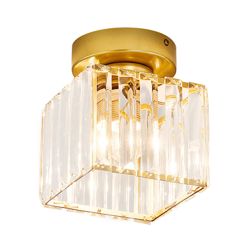 Clear Crystal Semi Flush Mount Modern Ceiling Light For Hallway