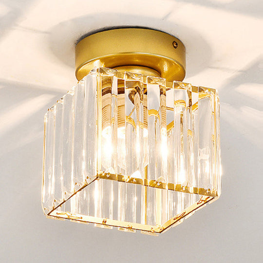 Clear Crystal Semi Flush Mount Modern Ceiling Light For Hallway