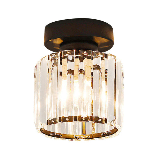 Clear Crystal Semi Flush Mount Modern Ceiling Light For Hallway