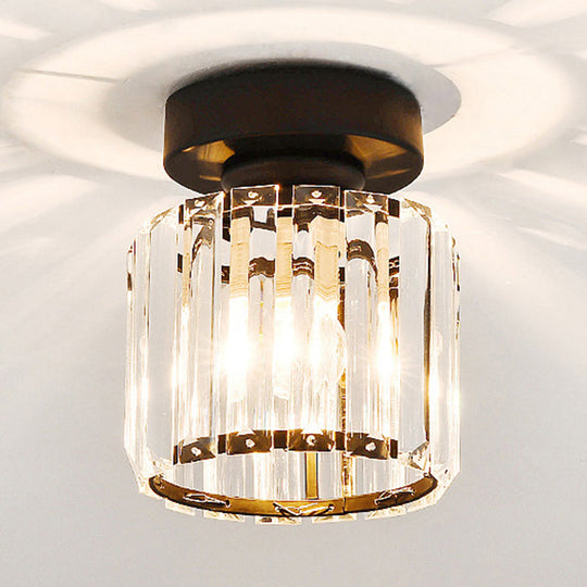 Clear Crystal Semi Flush Mount Modern Ceiling Light For Hallway