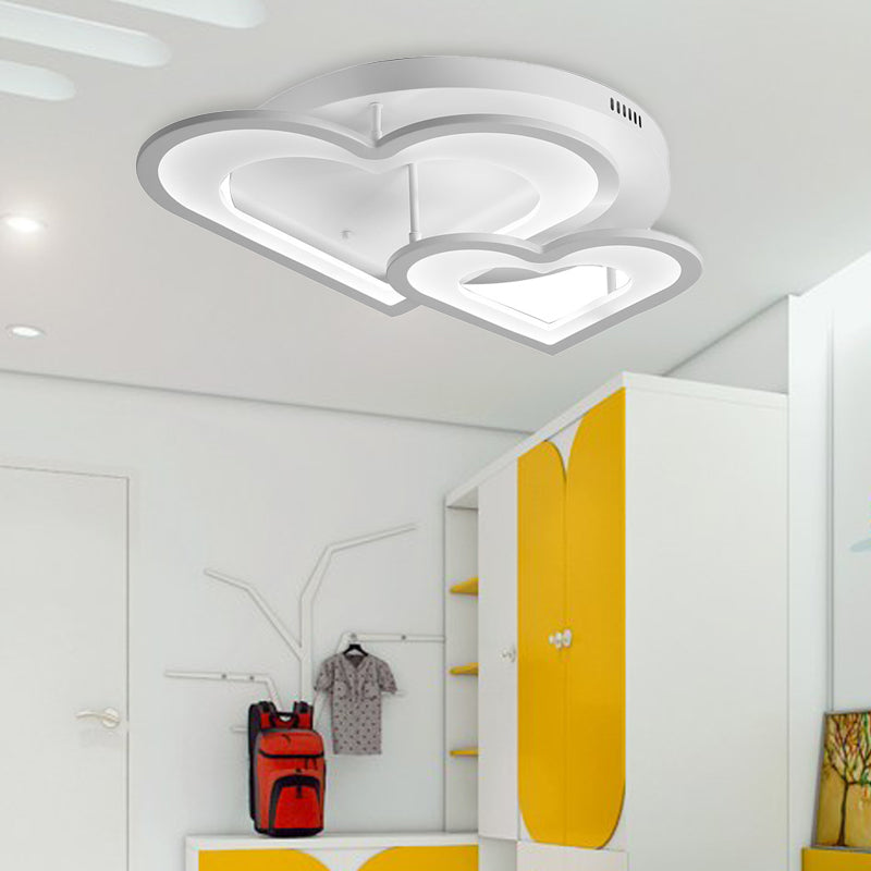 White Acrylic Loving Heart LED Ceiling Mount Light - Modern Dining Room & Hallway Lamp