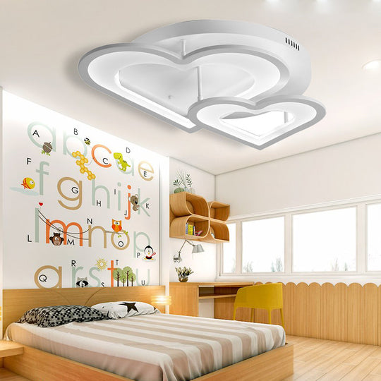 White Acrylic Loving Heart LED Ceiling Mount Light - Modern Dining Room & Hallway Lamp