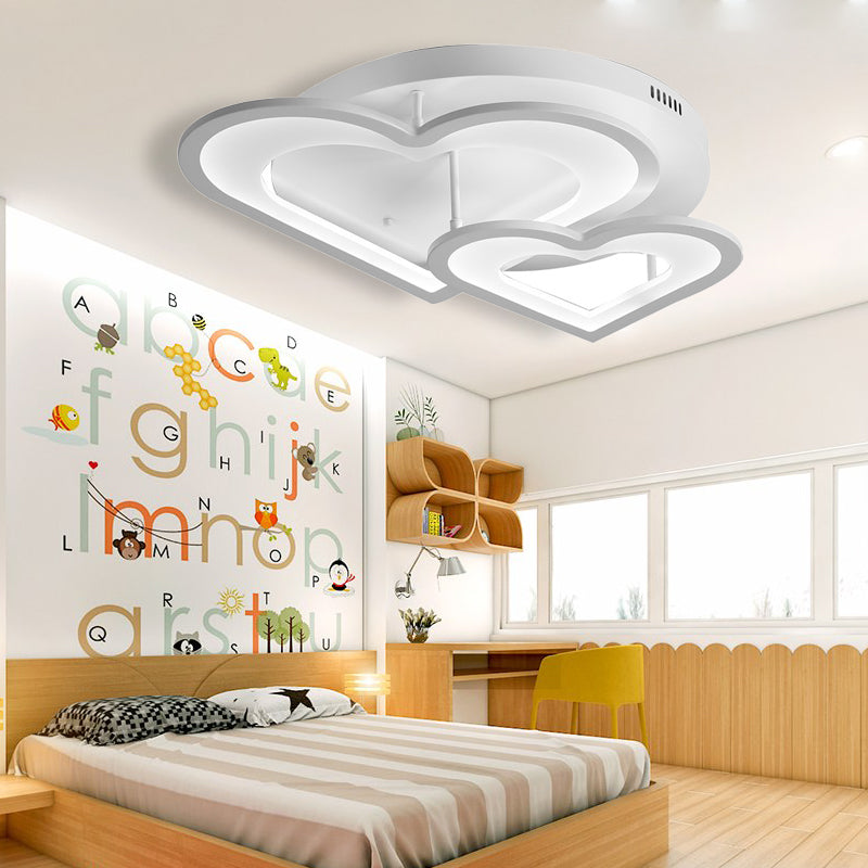 White Acrylic Loving Heart Led Ceiling Mount Light - Modern Dining Room & Hallway Lamp