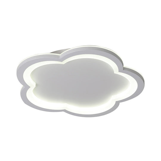 White Acrylic Flower LED Flush Mount Ceiling Lamp - Perfect for Kid's Bedroom