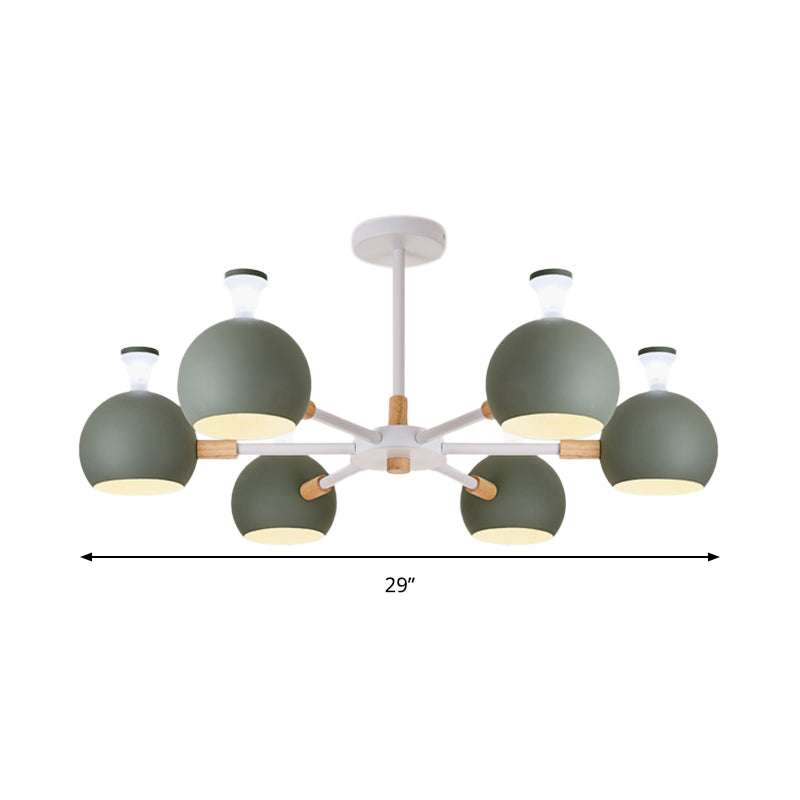 Art Deco Dome Pendant Chandelier - 6-Light Metal Hanging Light For Living Room